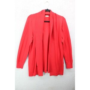 L.L. Bean Red Open Front 100% Cashmere Sweater-Preppy-Soft